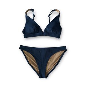 Old Navy textured dot navy bikini set